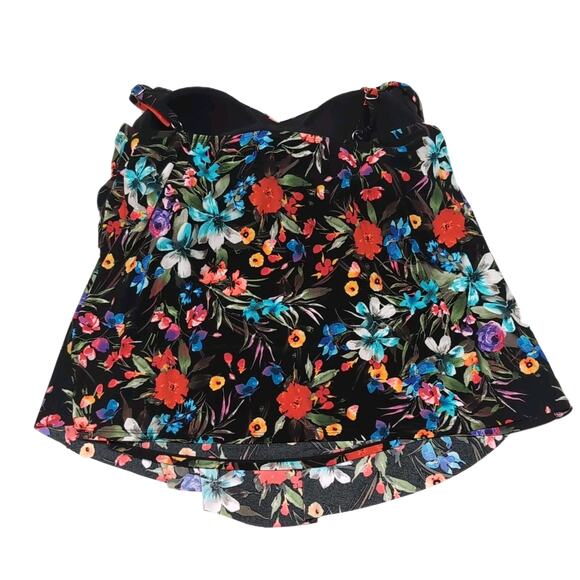 Aqua Green Tankini Top Womens Plus Size 22W Black Floral Triple Tiered Ruffles - Picture 5 of 12